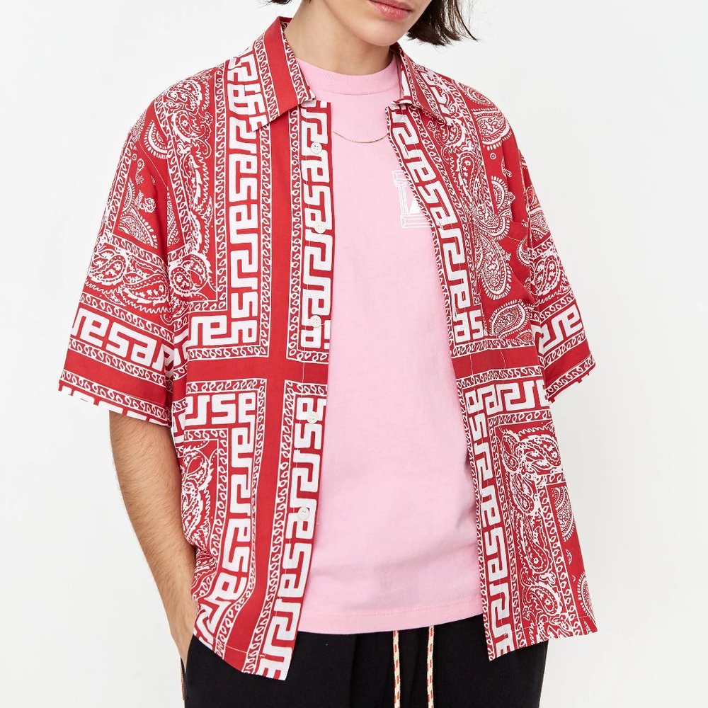 Aries Bandana Print Hawaiian Shortsleeve Shirt - Red - Picture 2 of 7